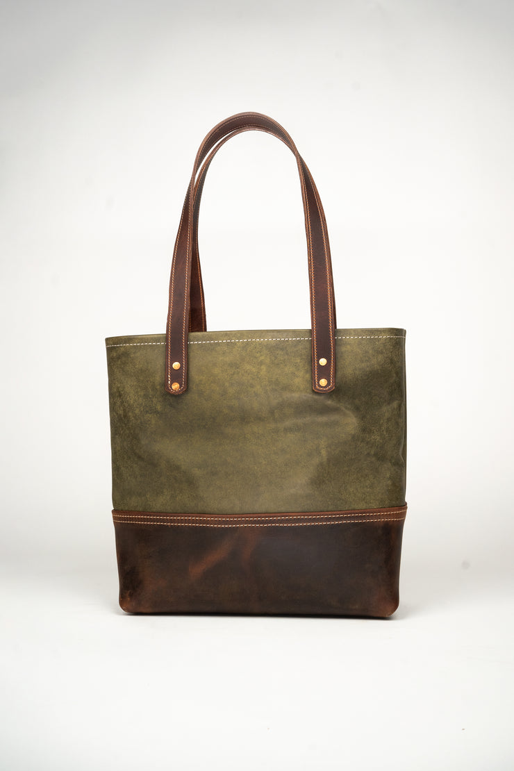 Deri Tote Bag Kadın Çantası Olive